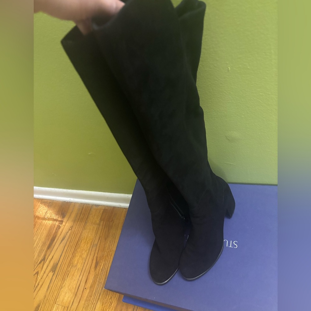 Stuart Weitzman ALLJACK Black Over-the-Knee Suede Boots
